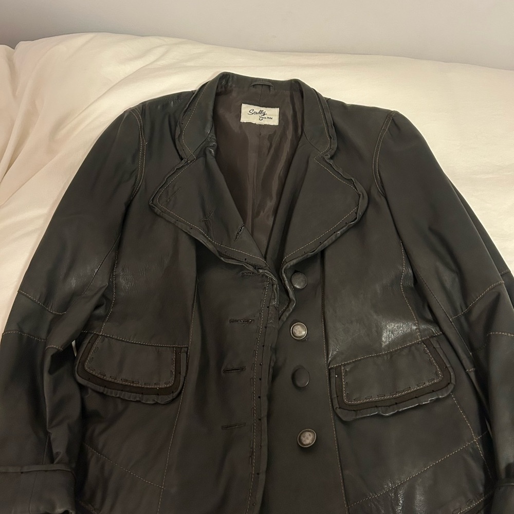 Scully Black Leather Collar Jacket